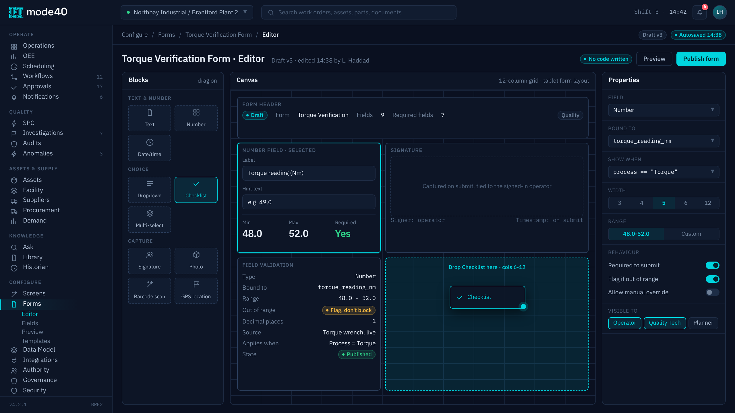 Build a form by dragging fields